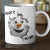 Here's Frosty! Snowman 12 oz Ceramic Mug - Washable, Microwavable