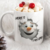 Here's Frosty! Snowman 12 oz Ceramic Mug - Washable, Microwavable